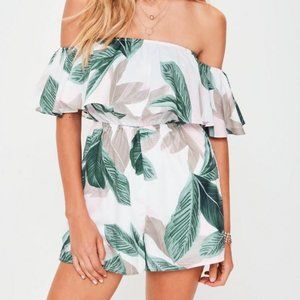 Missguided Tropical Leaf Playsuit US 4